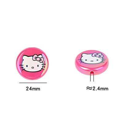 100Pcs acrylic loose beads double-sided printed hallo KT cat straight hole disc beads DIY jewelry mobile phone chain bead pen with