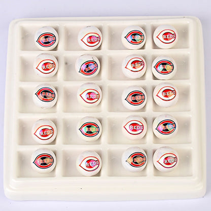 100Pcs acrylic printing MLB baseball round beads 16MM loose beads DIY bead pen car hanging accessories