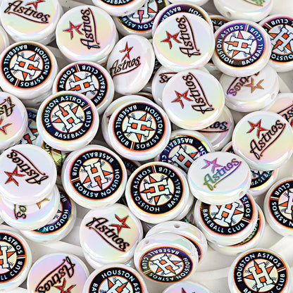 100Pcs 24mm American MLB Major Baseball League Printed Beaded Disc Beads DIY Handmade Pen Mobile Phone Chain Accessories