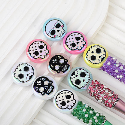100Pcs 24mm double-sided UV plated colored skull disc beaded DIY handmade beaded pen mobile phone chain jewelry accessories