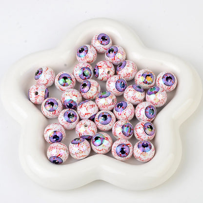 100Pcs 16mm Halloween Personalized Plated UV Colorful Horror Eyeball Beads DIY Handmade Beaded Loose Ball Pen Mobile Phone Chain Accessories