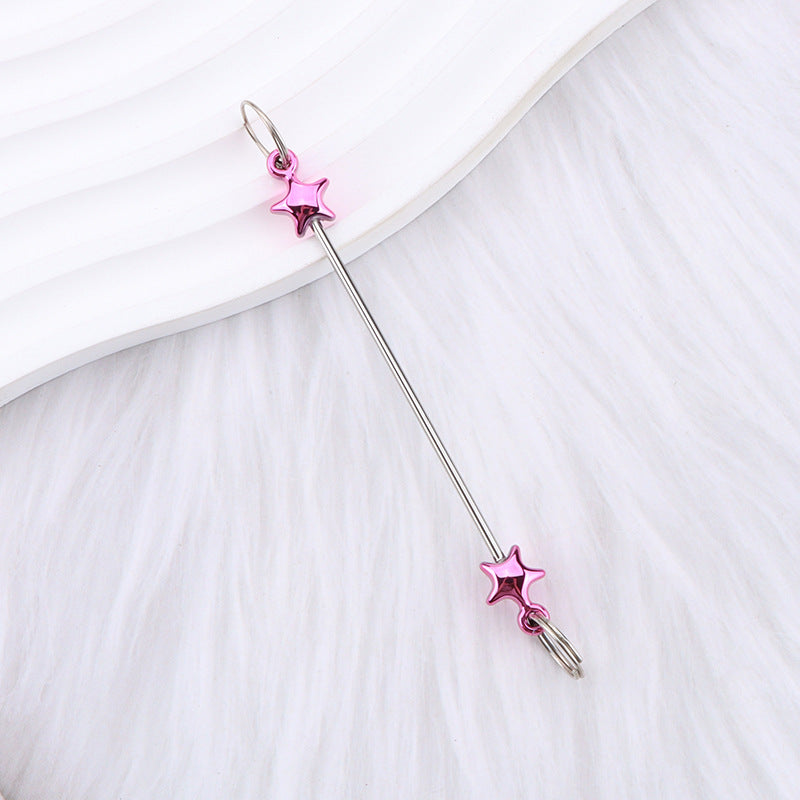 New love gourd flower star shape DIY beaded pole, metal keychain accessories pendant beaded pole
