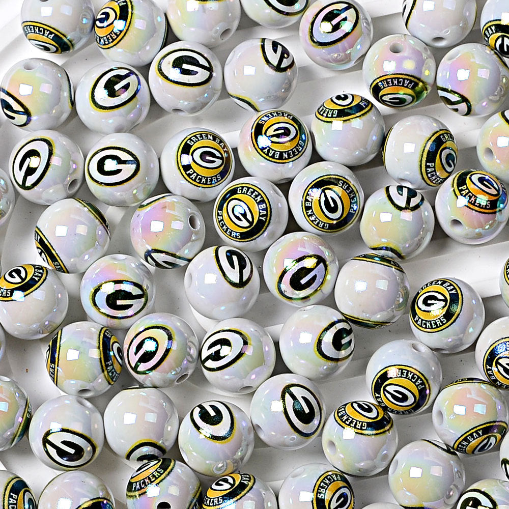 100Pcs 16MM American NFL32 football teams printed round beads DIY double-sided printed bead pen car hanging mobile phone with