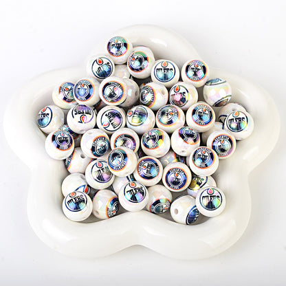 100Pcs US 32 NHL Ice Hockey Teams Printed Beads Beaded DIY Keys Mobile Phone Chain Handmade Jewelry Accessories Spot