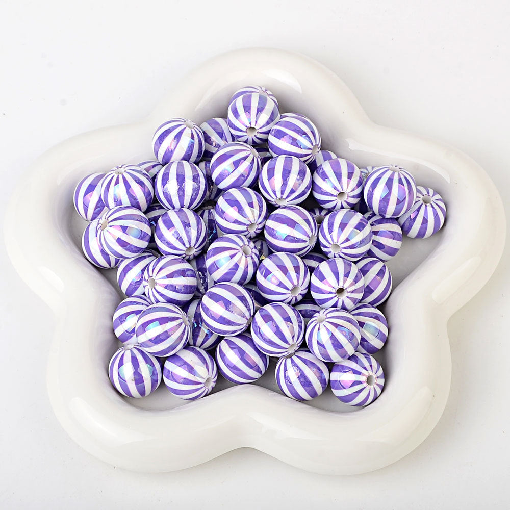 100Pcs Children's Fun Macaron Contrasting Watermelon Beads Striped Round Beads DIY Handmade Jewelry Accessories Bracelet Necklace Material Wholesale