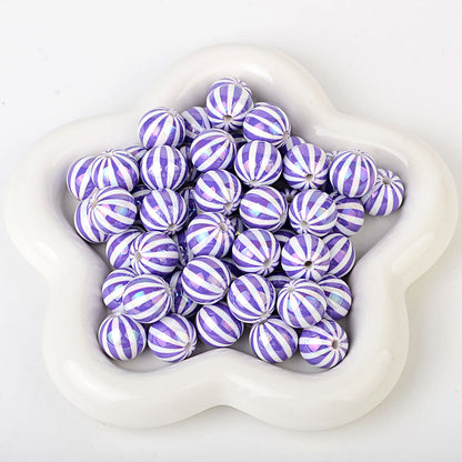 100Pcs Children's Fun Macaron Contrasting Watermelon Beads Striped Round Beads DIY Handmade Jewelry Accessories Bracelet Necklace Material Wholesale