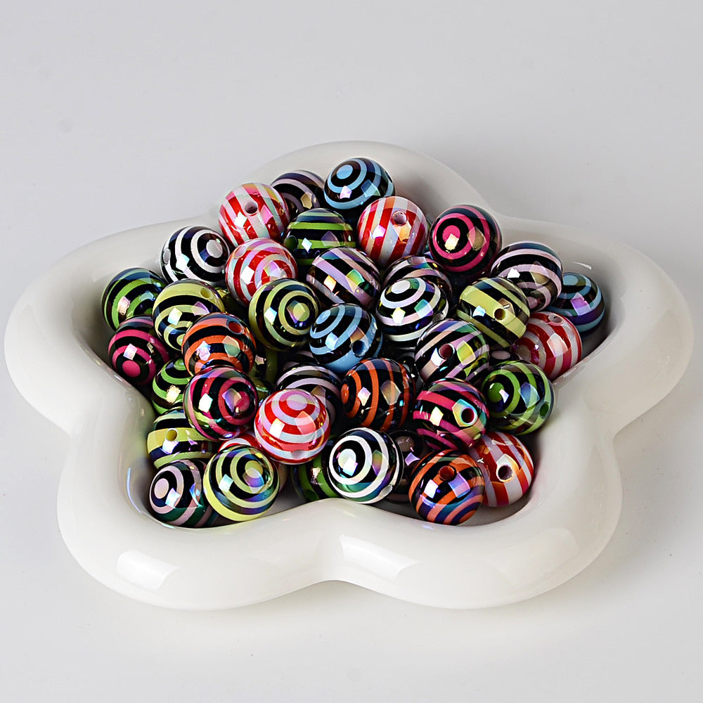 100Pcs 16mm acrylic plated colored circle lollipop straight hole round bead DIY bead pen keychain jewelry accessories loose beads
