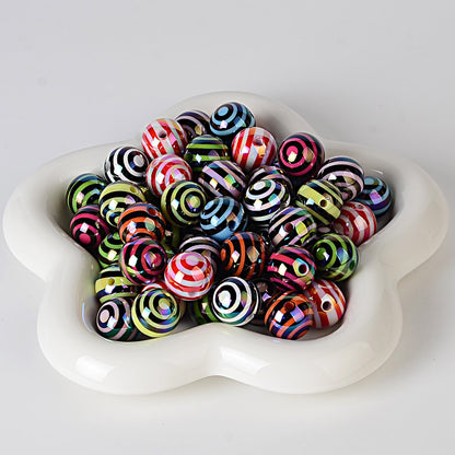100Pcs 16mm acrylic plated colored circle lollipop straight hole round bead DIY bead pen keychain jewelry accessories loose beads