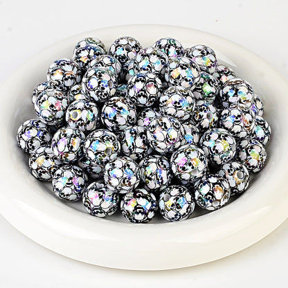 100Pcs Halloween full skull print acrylic round beads DIY mobile phone chain keychain bead pen accessories