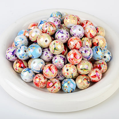 100Pcs UV printed magpie bird acrylic hummingbird pattern beads DIY handmade bracelet necklace beaded material wholesale