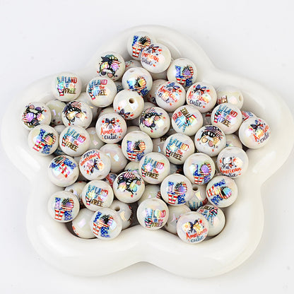 100Pcs double-sided printing I LOVE USA through hole beaded free Muse DIY mobile phone chain bag pendant material jewelry matching