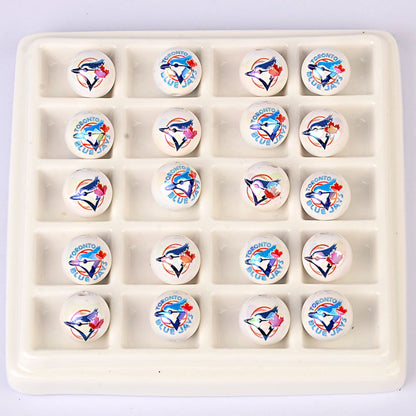 100Pcs acrylic printing MLB baseball round beads 16MM loose beads DIY bead pen car hanging accessories