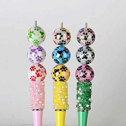 Spot 20mmUV plated colored cat paw beaded DIY jewelry mobile phone chain beaded pen and other hand-woven accessories wholesale