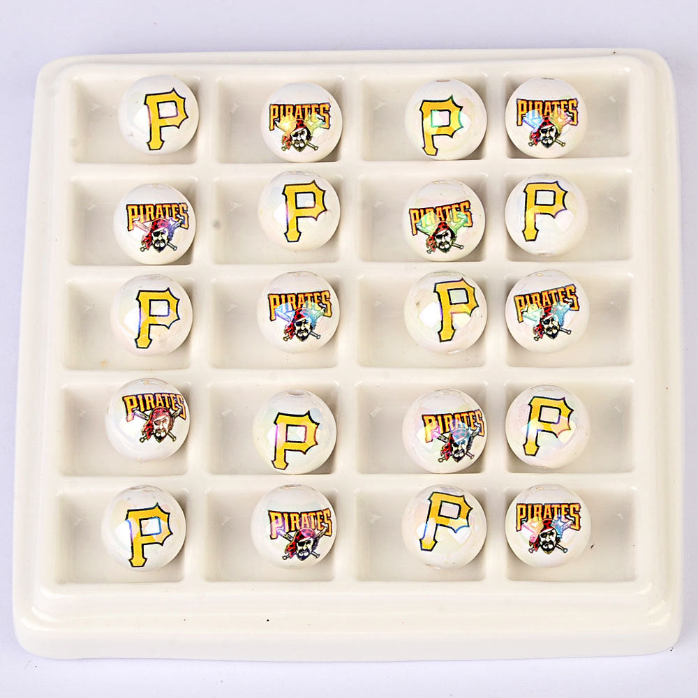 100Pcs acrylic printing MLB baseball round beads 16MM loose beads DIY bead pen car hanging accessories