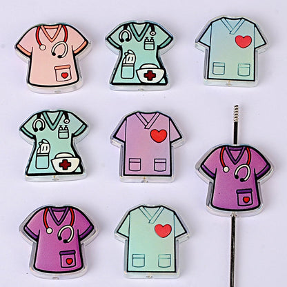 100Pcs acrylic double-sided relief nurse uniform through-hole piece bead DIY bracelet bead pen jewelry accessories spot wholesale