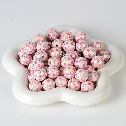100Pcs 16mm color-plated bubble dot circle printing beaded DIY bead pen mobile phone chain keychain car hanging and other accessories