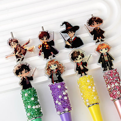 100Pcs Academy of Wizardry Harry Potter Cartoon Character Acrylic Sheet Beads DIY Handmade Bead Pen Accessories