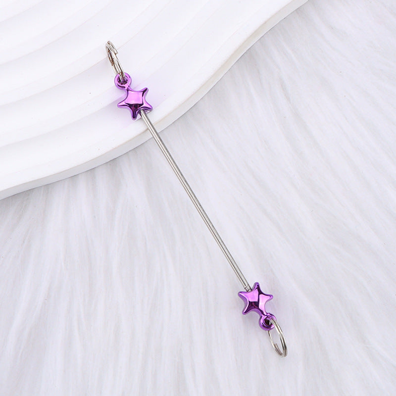 New love gourd flower star shape DIY beaded pole, metal keychain accessories pendant beaded pole