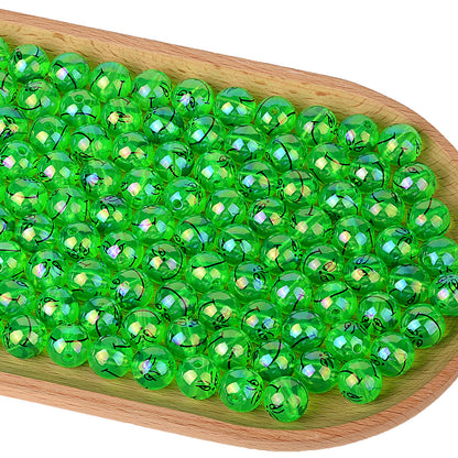 100Pcss 16mm fluorescent green Grinch expression acrylic through-hole round beads DIY handmade jewelry loose bead accessories wholesale