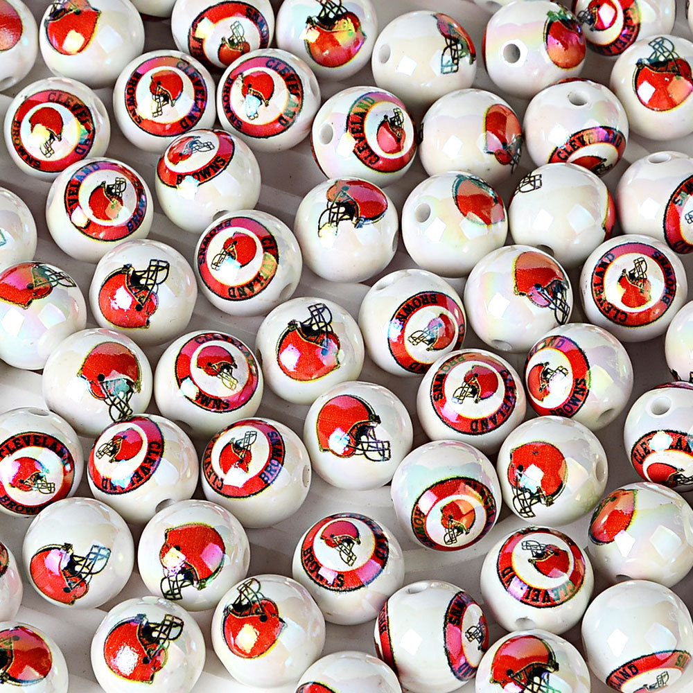 100Pcs 16MM American NFL32 football teams printed round beads DIY double-sided printed bead pen car hanging mobile phone with