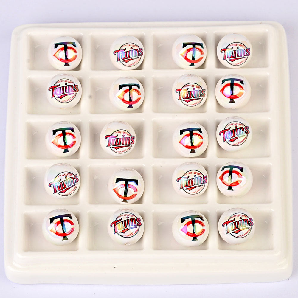 100Pcs acrylic printing MLB baseball round beads 16MM loose beads DIY bead pen car hanging accessories