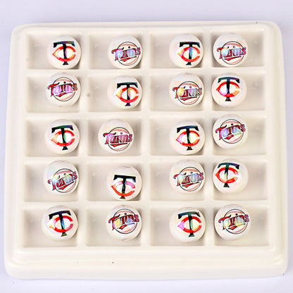 100Pcs acrylic printing MLB baseball round beads 16MM loose beads DIY bead pen car hanging accessories