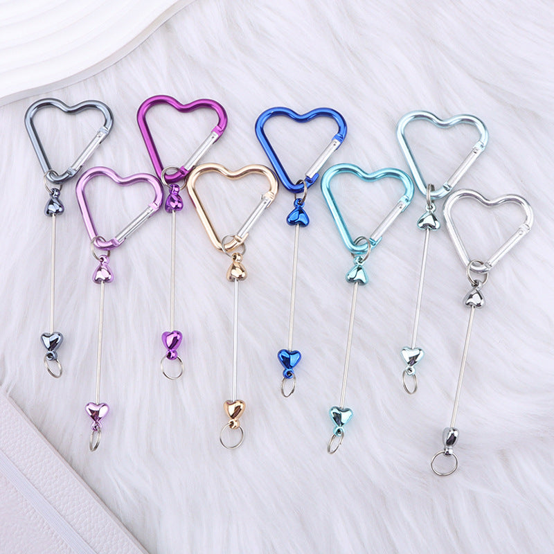 New DIY beaded love pole mountaineering buckle, gourd hook keychain wallet, backpack pendant heart-shaped outdoor use
