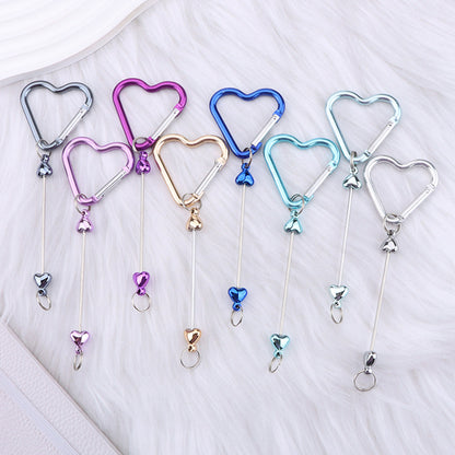 New DIY beaded love pole mountaineering buckle, gourd hook keychain wallet, backpack pendant heart-shaped outdoor use
