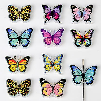 100Pcs double-sided UV high definition printing butterfly acrylic sheet beads DIY bead pen loose beads mobile phone chain accessories wholesale