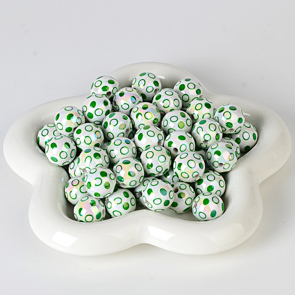 100Pcs 16mm color-plated bubble dot circle printing beaded DIY bead pen mobile phone chain keychain car hanging and other accessories