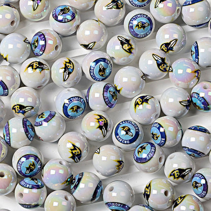 100Pcs 16MM American NFL32 football teams printed round beads DIY double-sided printed bead pen car hanging mobile phone with