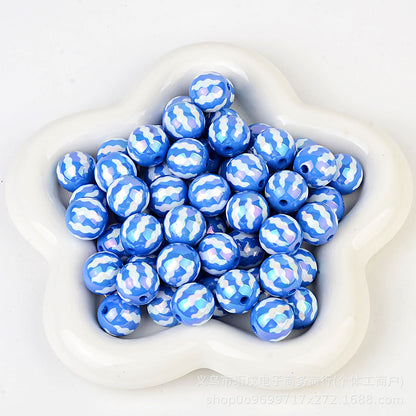100Pcs acrylic UV plated colored watermelon striped bead printing beaded DIY bead pen mobile phone chain keychain jewelry accessories