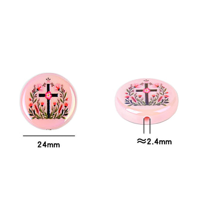 100Pcs new acrylic wreath solid color printing round bead cross straight hole bead loose bead DIY bracelet jewelry accessories