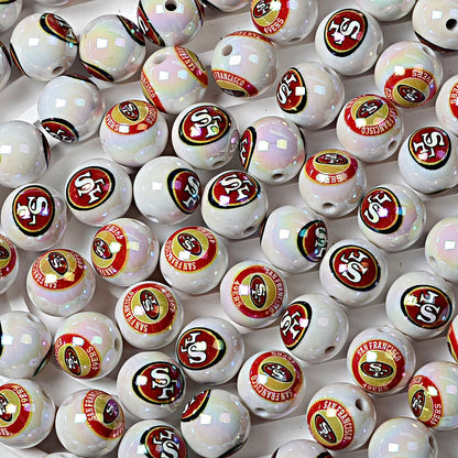 100Pcs 16MM American NFL32 football teams printed round beads DIY double-sided printed bead pen car hanging mobile phone with
