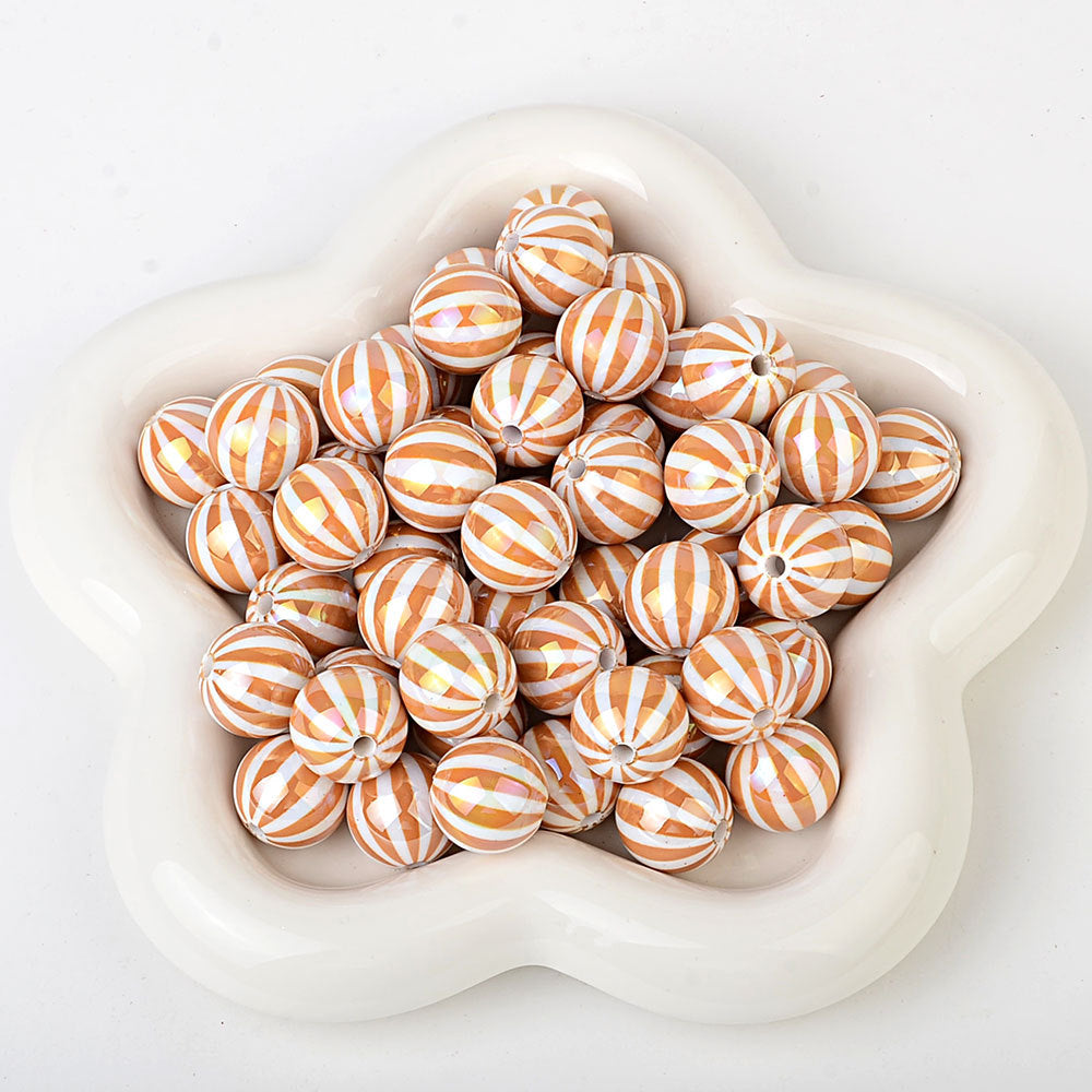 100Pcs Children's Fun Macaron Contrasting Watermelon Beads Striped Round Beads DIY Handmade Jewelry Accessories Bracelet Necklace Material Wholesale
