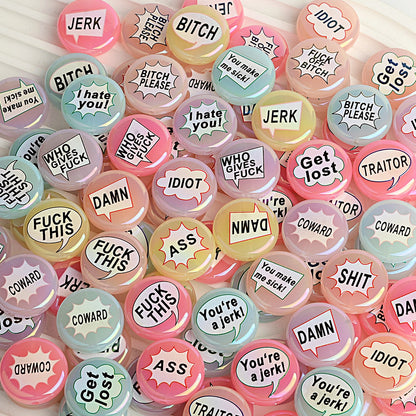 100Pcs bad words double-sided printed English letter disc beaded through hole round bead DIY handmade jewelry bracelet bag pendant material