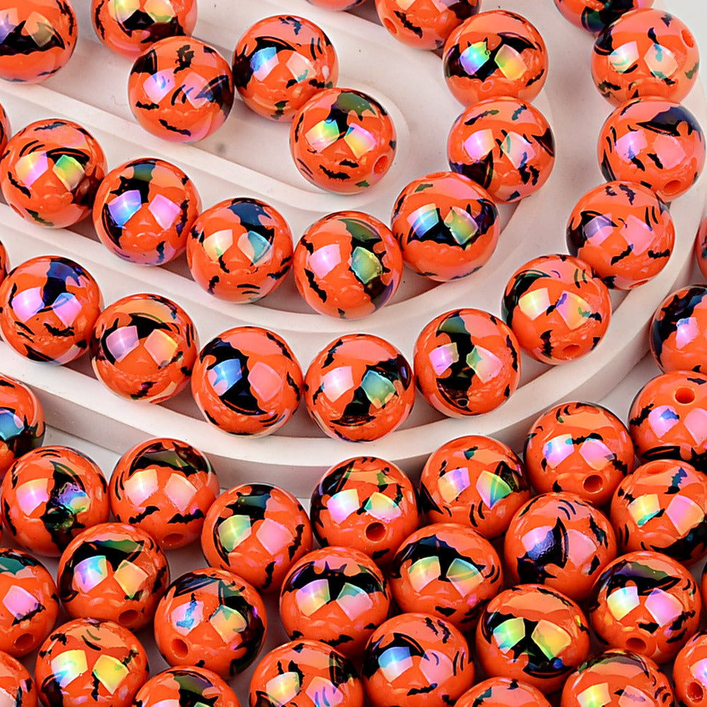 16Mm acrylic UV plated Halloween bat beads DIY handmade beaded pen mobile phone chain accessories