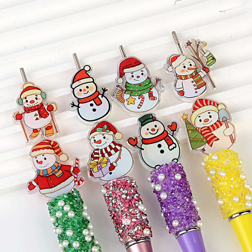 100Pcs Christmas series cartoon Santa Claus snowman Christmas tree acrylic sheet DIY handmade jewelry materials wholesale