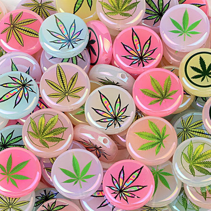 100Pcs color maple leaf printing beads, acrylic through-hole round beads Internet celebrity DIY jewelry accessories, cross-border wholesale
