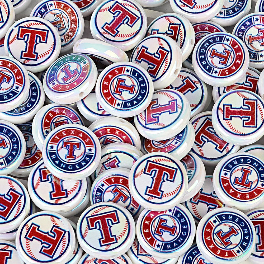 100Pcs 24mm American MLB Major Baseball League Printed Beaded Disc Beads DIY Handmade Pen Mobile Phone Chain Accessories