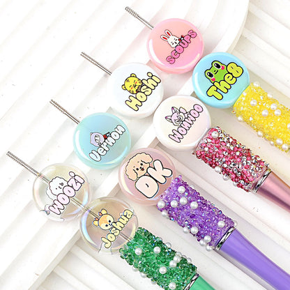 100Pcs UV plated color Korean boy group SEVENTEEN cake beaded DIY beaded pen mobile phone chain keychain jewelry accessories