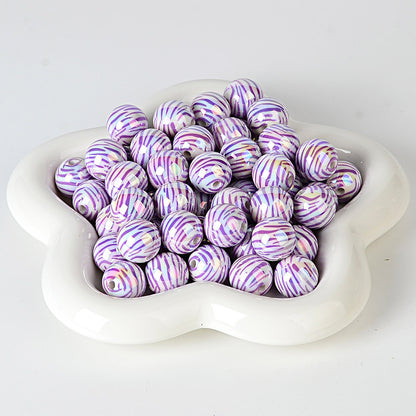 100Pcs 16mm acrylic zebra pattern straight hole round beads DIY handmade string loose beads mobile phone chain pen necklace jewelry accessories