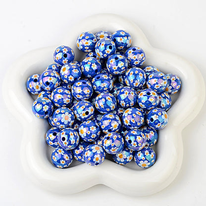 100Pcs acrylic solid color plating color printing sun flower DIY live broadcast mobile phone rope keychain pen accessories beads
