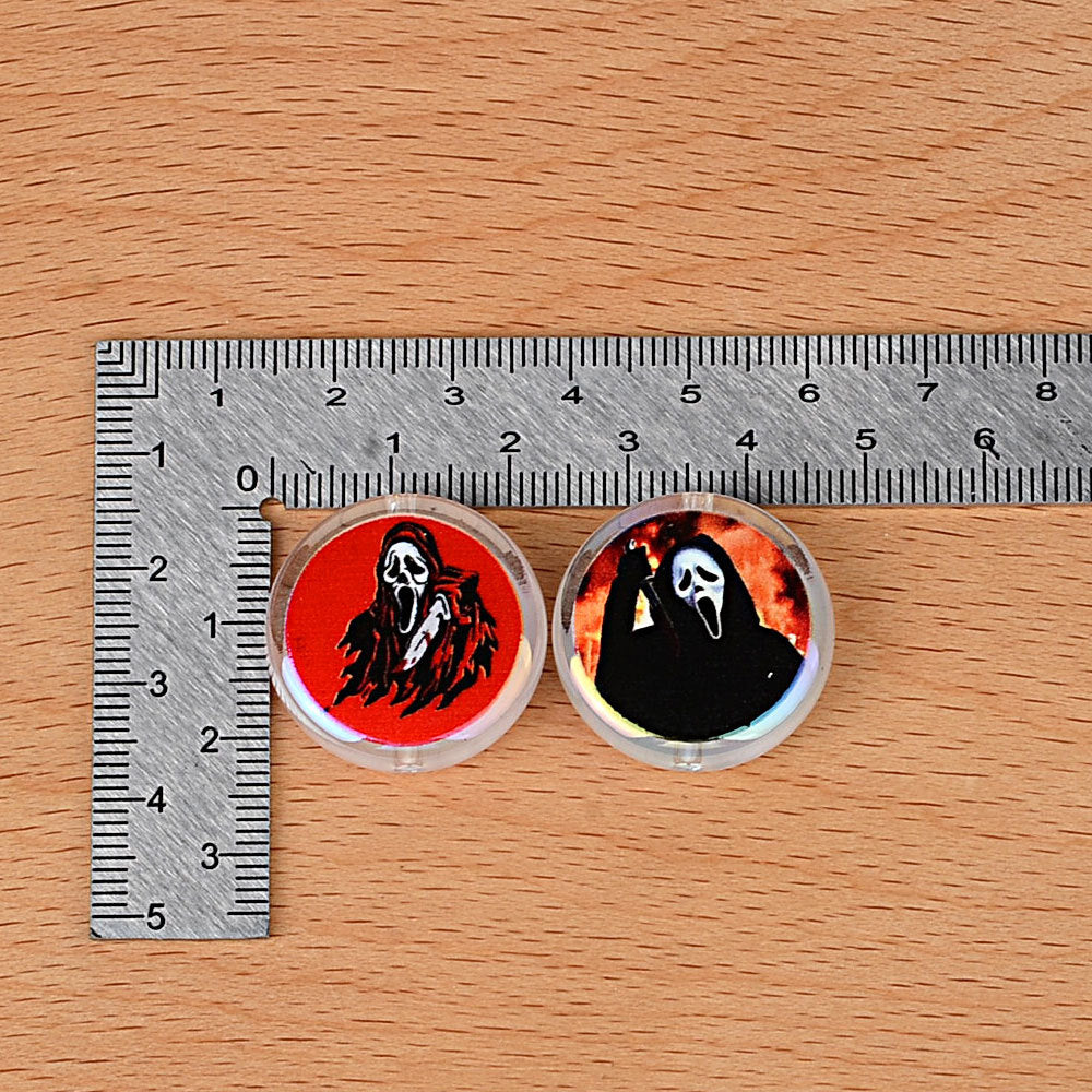 100Pcs 24mm double-sided printing Scream ghost killer through hole beaded DIY key and other jewelry accessories spot wholesale