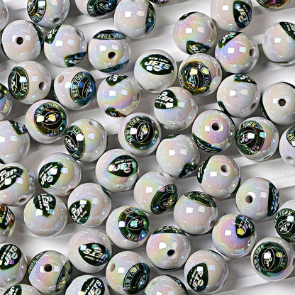 100Pcs 16MM American NFL32 football teams printed round beads DIY double-sided printed bead pen car hanging mobile phone with