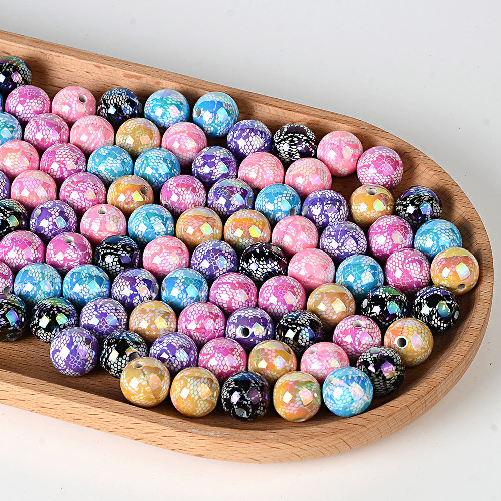 100Pcs UV plated color printing lace beaded DIY jewelry beaded pen mobile phone chain keychain car hanging and other accessories