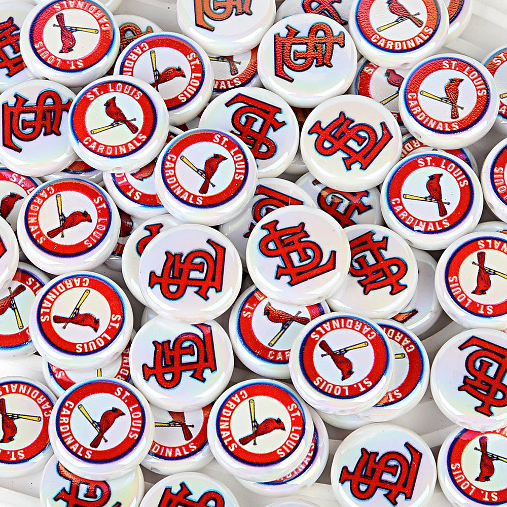 100Pcs 24mm American MLB Major Baseball League Printed Beaded Disc Beads DIY Handmade Pen Mobile Phone Chain Accessories