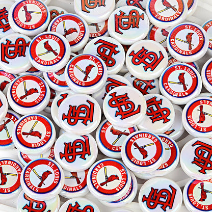 100Pcs 24mm American MLB Major Baseball League Printed Beaded Disc Beads DIY Handmade Pen Mobile Phone Chain Accessories
