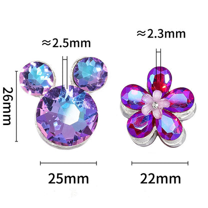 10pcs diy alloy accessories rhinestone Mickey head five petal flower through hole beads can be strung pen mobile phone chain beading accessories