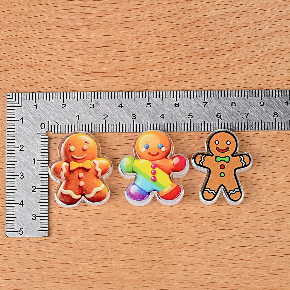 100Pcs Christmas Gingerbread Man Acrylic Sheet Bead DIY Jewelry Accessories, Keychain Mobile Phone Chain Material Manufacturer Wholesale